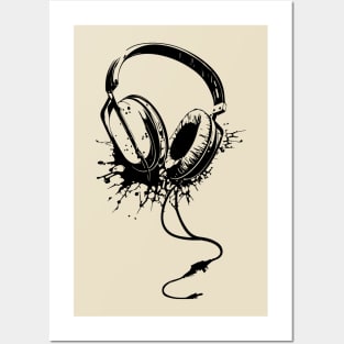 Black Headphone Posters and Art